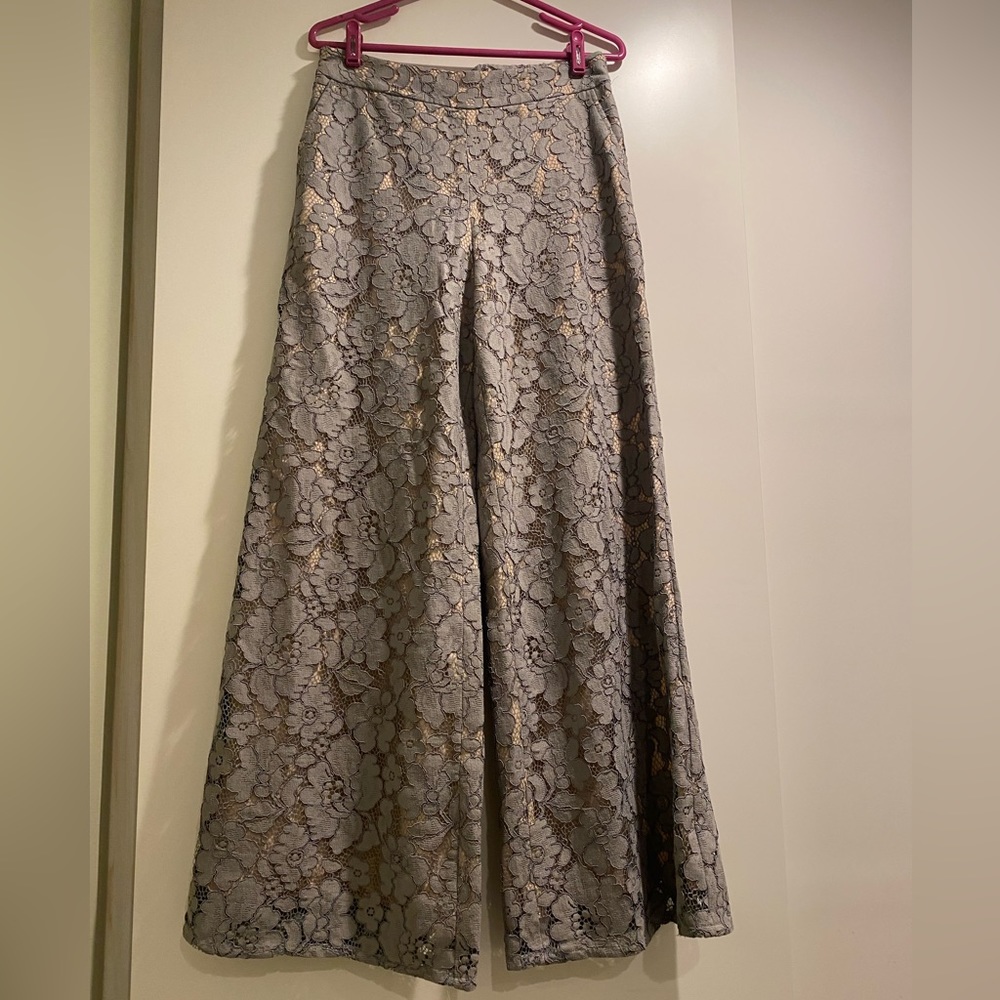 Feather Bone by Anthropologie Palazzo Pants w/ Lace Overlay.